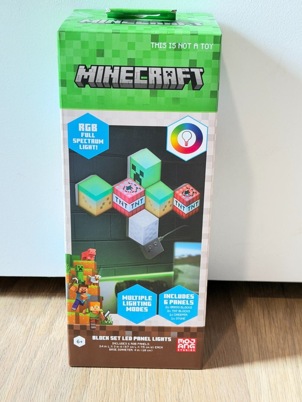 Minecraft MOB and Blocks LED RGB Panel Set of 6 Novelty Wall Lights.